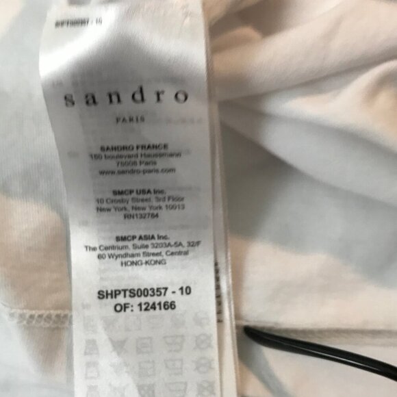 Sandro Paris White T-shirt With Red, Black And Cream Stripe Size M - Picture 8 of 8